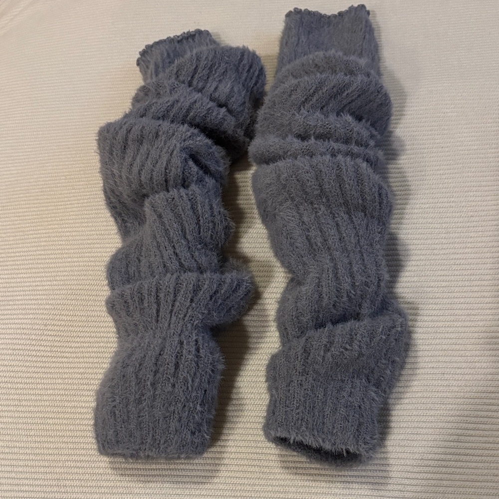 Cozy Fuzzy Knit Arm/Leg Warmers in Slate Gray